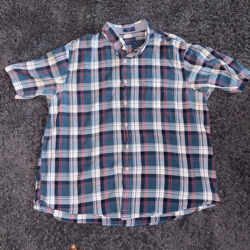 Pendleton Authentic Madras Cotton Short Sleeve Plaid Seaside Shirt XXL